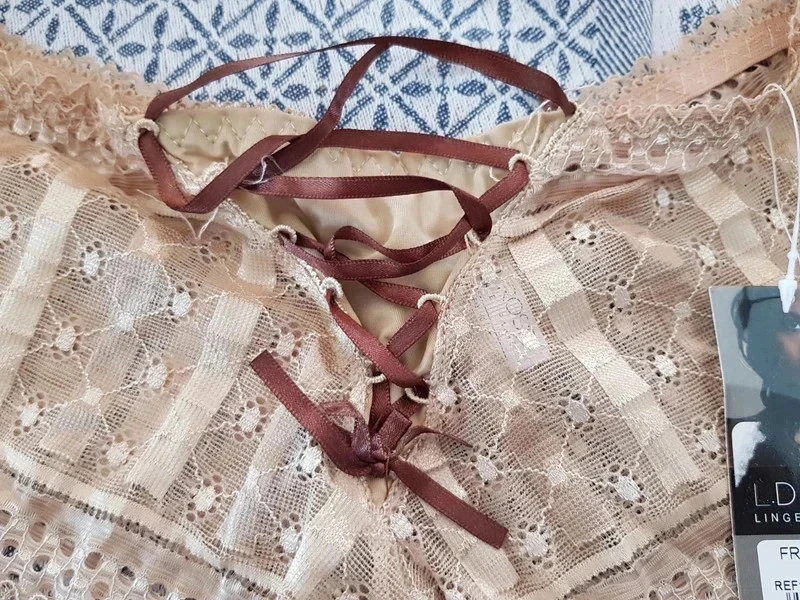 Culotte beige e marrom em renda nova tamanho 42 – photo 2